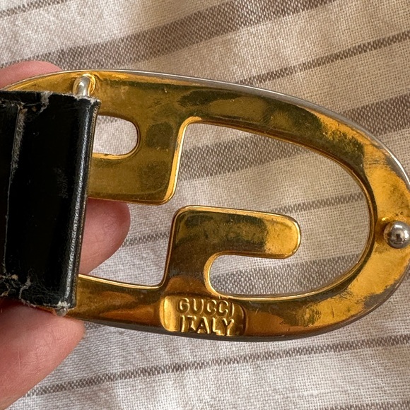 Vintage Gucci Logo Leather belt size small medium - Picture 3 of 5
